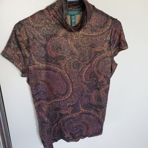 Paisley stretch turtleneck top